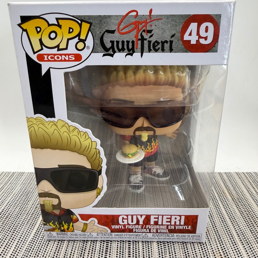 Funko Pop Icons Guy Fieri 49 Vinyl Figure Flavortown Flame Shirt Burger Chef